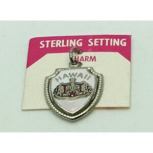 Hawaii Sterling Silver Enamel Charm Travel Shield Coat Of Arms